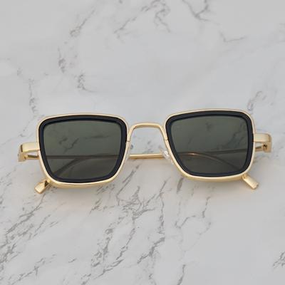 Green And Gold Retro Square Sunglasses  For Men And Women-Unique and Classy