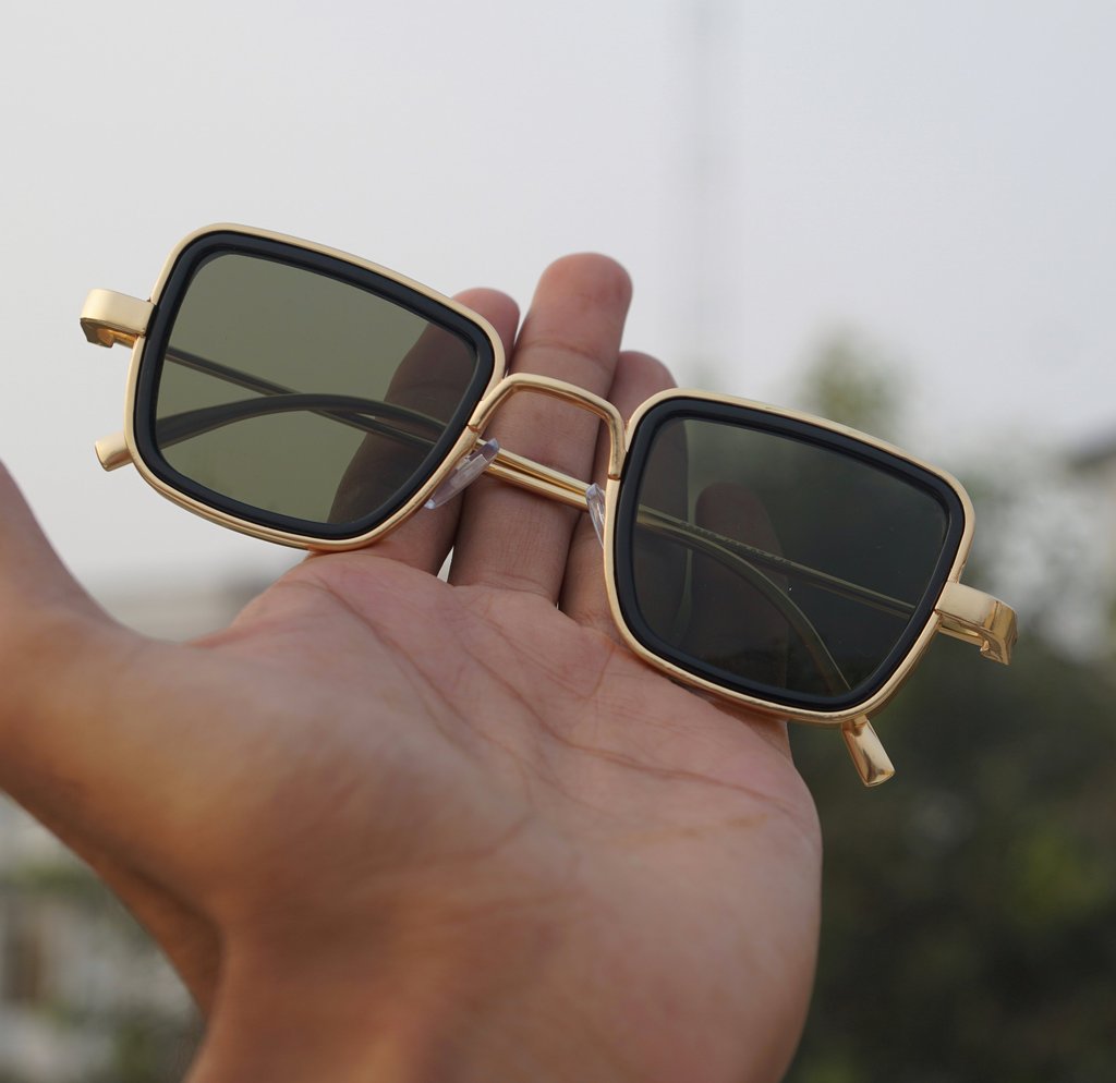 Retro Square Gold Green Sunglasses For Men And Women-Unique and Classy