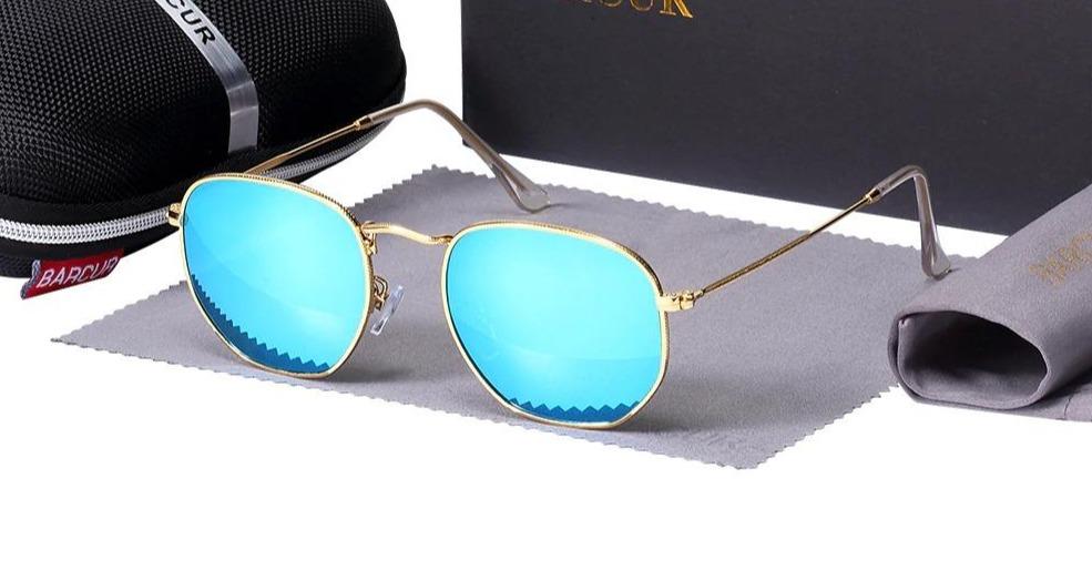 Stainless Steel Frame Eyewear Mirror Hexagon Sunglasses For Men