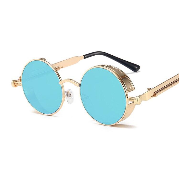 Designer Vintage Steampunk Brand Round Metal Frame Sunglasses For Unisex-Unique and Classy