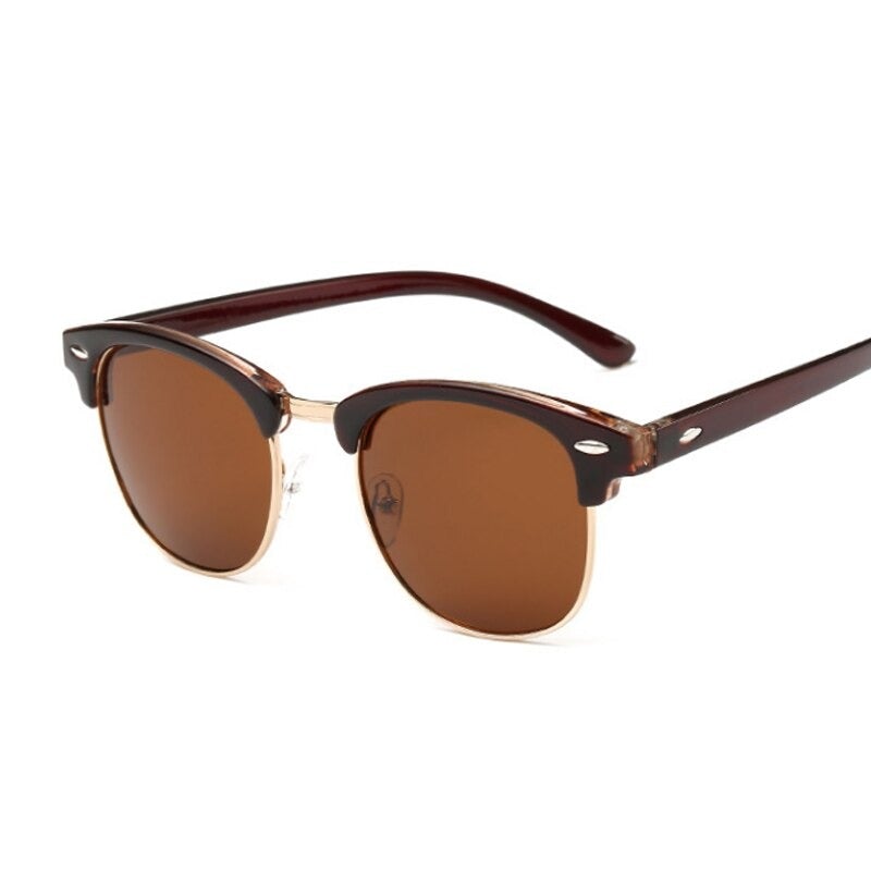 Vintage Polarized Semi Rimless Designer Sunglasses For Unisex-Unique and Classy