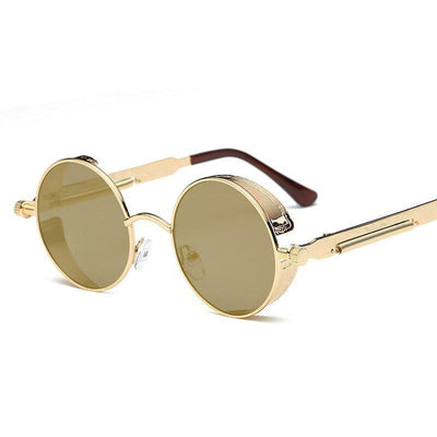 Steampunk Retro Fashion Round Metal Brand Designer Sunglasses For Unisex-Unique and Classy