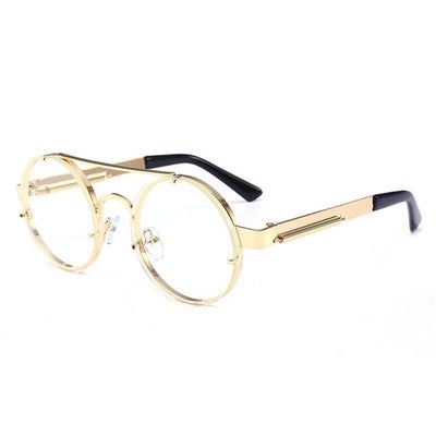 Vintage Round Steampunk Brand Blue Blocking UV400 Metal Designer Eyeglasses Spectacle Frame For Men And Women