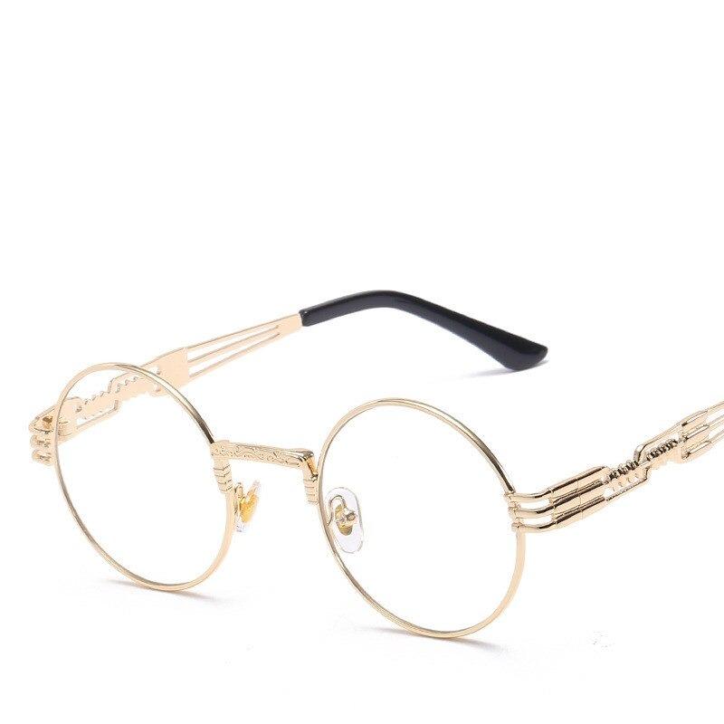 2021 Retro Round Anti Blue Light Steampunk High Quality Metal Vintage Brand Eyeglasses Spectacle Frame For Men And Women