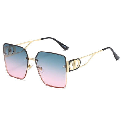 New Rivet Oversized Square Frame Vintage Gradient Sunglasses For Unisex-Unique and Classy