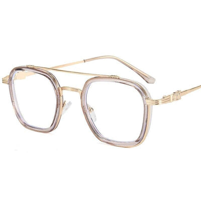 Trendy Aviation Clear Blue Blocking Lens Small Square Eyeglasses Spectacle Frame For Men And Women