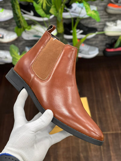 Classy Leather High Ankle-Length Chelsea Boots-UniqueandClassy