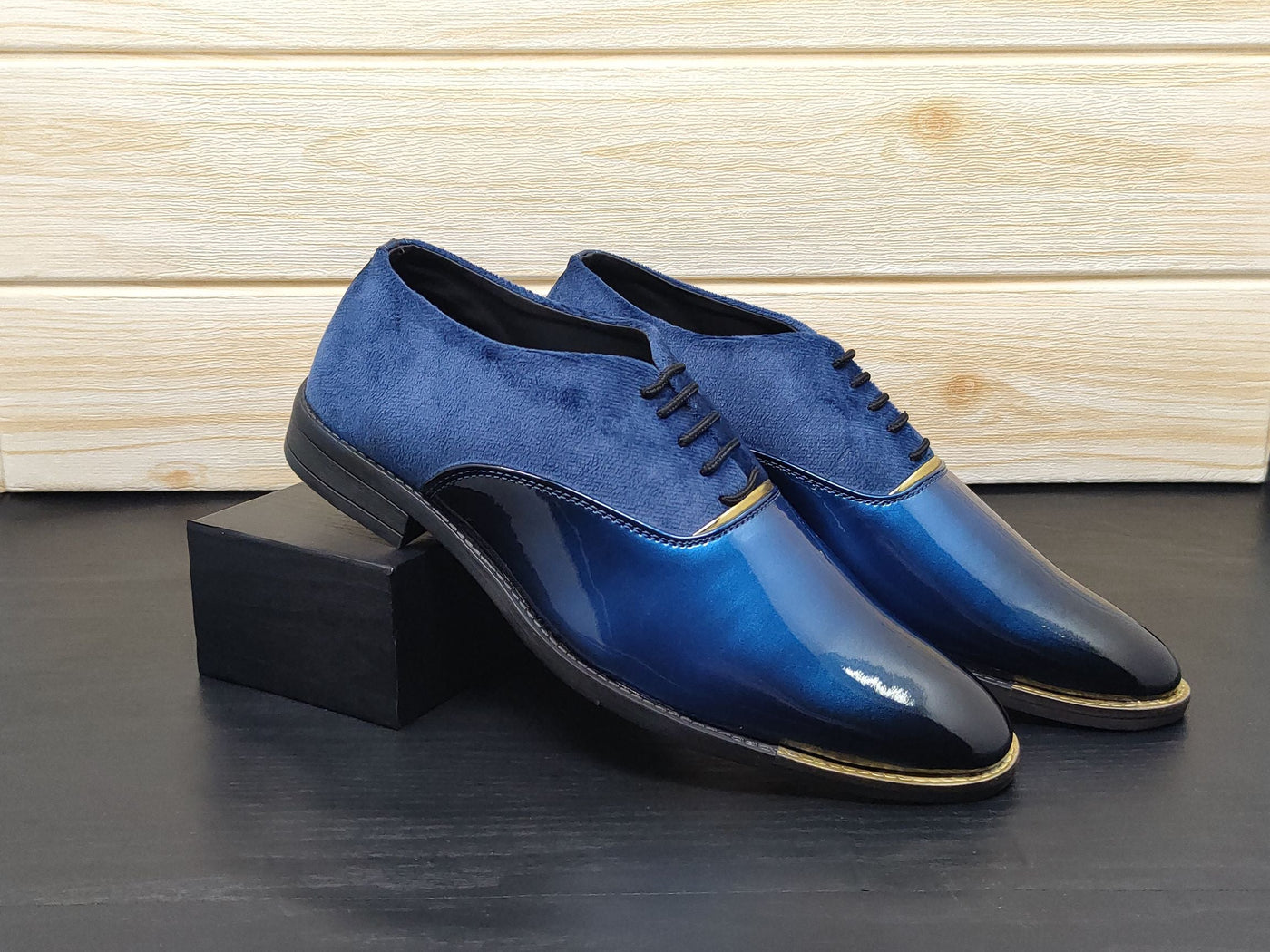 Men's Black Blue Oxford Shoes for Wedding and Partywear-UniqueandClassy