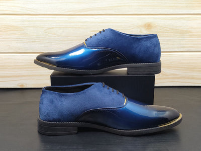 Men's Black Blue Oxford Shoes for Wedding and Partywear-UniqueandClassy