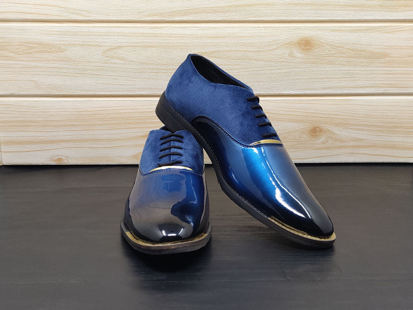 Men's Black Blue Oxford Shoes for Wedding and Partywear-UniqueandClassy