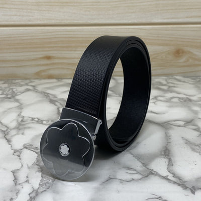 Flower Pattern Round Pin Buckle Leather Belt For Men-UniqueandClassy