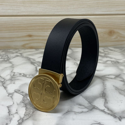 Vintage Round Buckle Belt With Leather Strap-UniqueandClassy