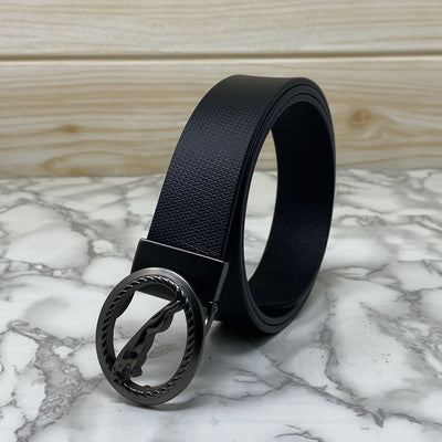 Round Jaguar Metal Buckle With Leather Strap Belt-UniqueandClassy