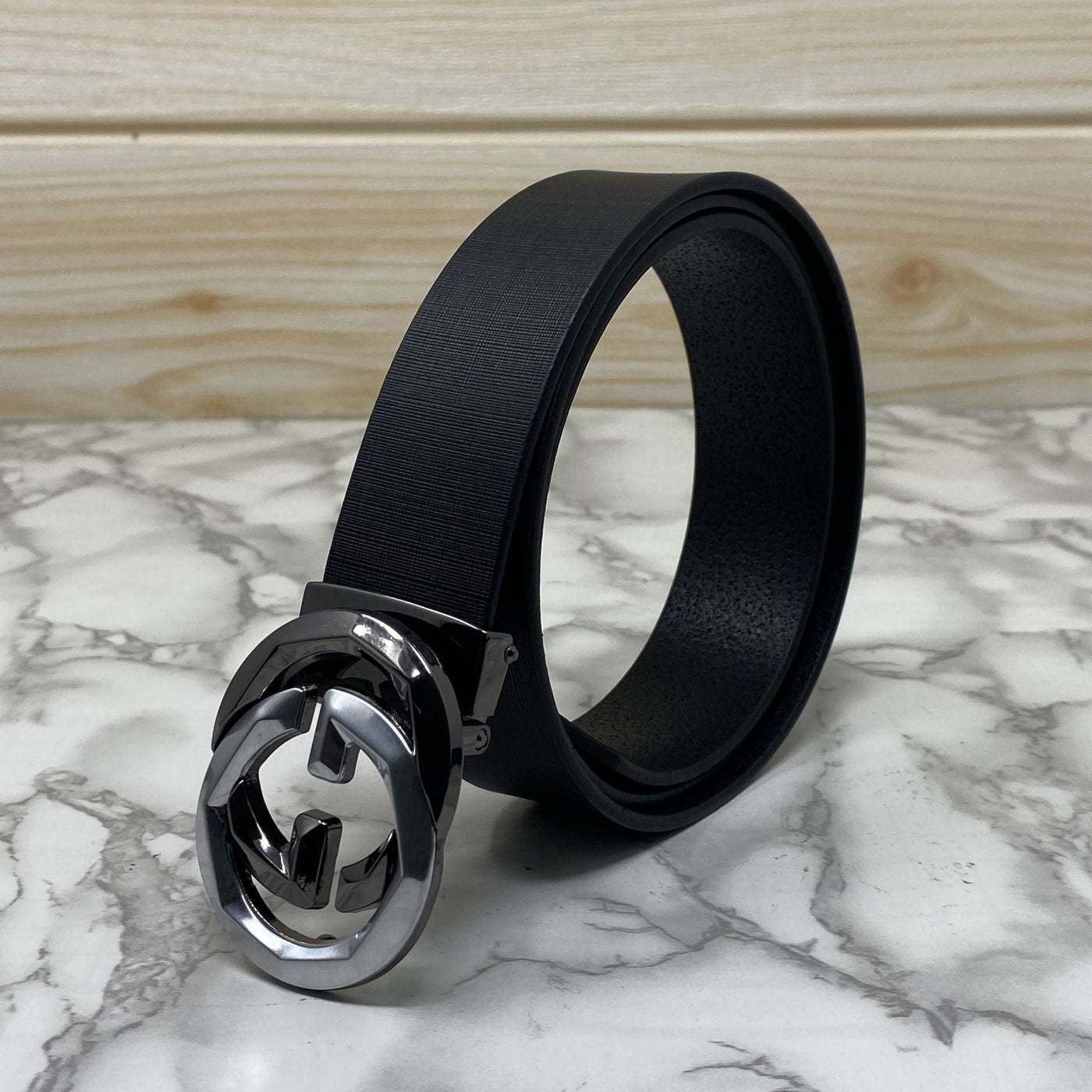 Two Tone Metal Round GG Leather Strap Belt-UniqueandClassy