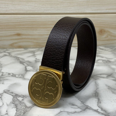 Vintage Round Buckle Belt With Leather Strap-UniqueandClassy