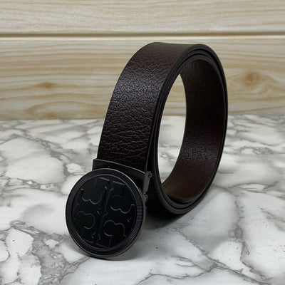 Vintage Round Buckle Belt With Leather Strap-UniqueandClassy