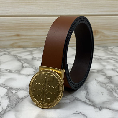 Vintage Round Buckle Belt With Leather Strap-UniqueandClassy