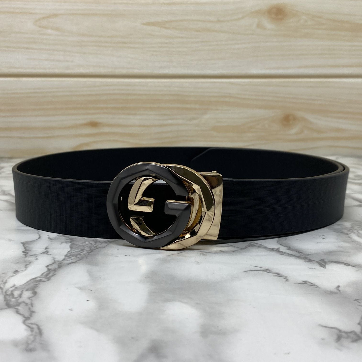 Two Tone Metal Round GG Leather Strap Belt-UniqueandClassy