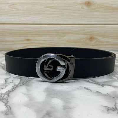 Two Tone Metal Round GG Leather Strap Belt-UniqueandClassy