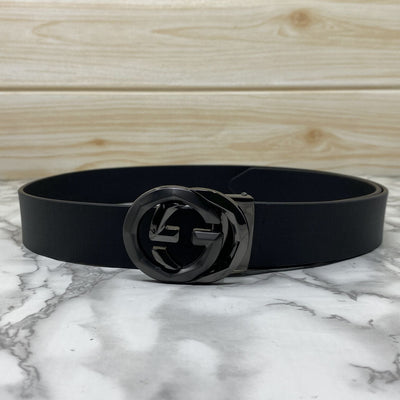 Two Tone Metal Round GG Leather Strap Belt-UniqueandClassy