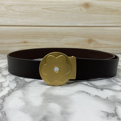 Flower Pattern Round Pin Buckle Leather Belt For Men-UniqueandClassy