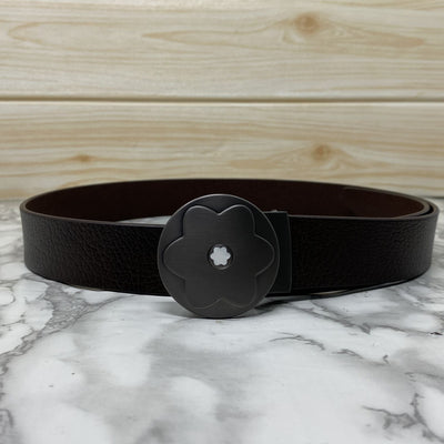 Flower Pattern Round Pin Buckle Leather Belt For Men-UniqueandClassy