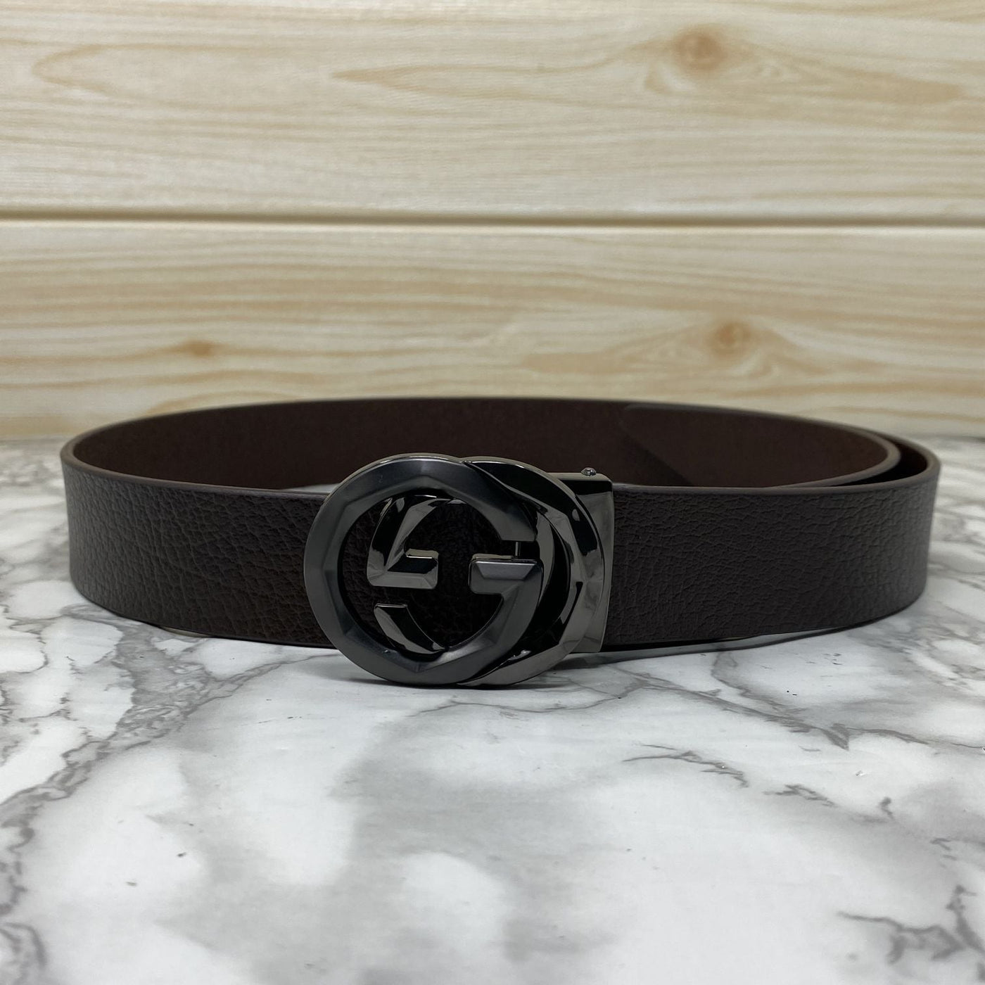 Two Tone Metal Round GG Leather Strap Belt-UniqueandClassy