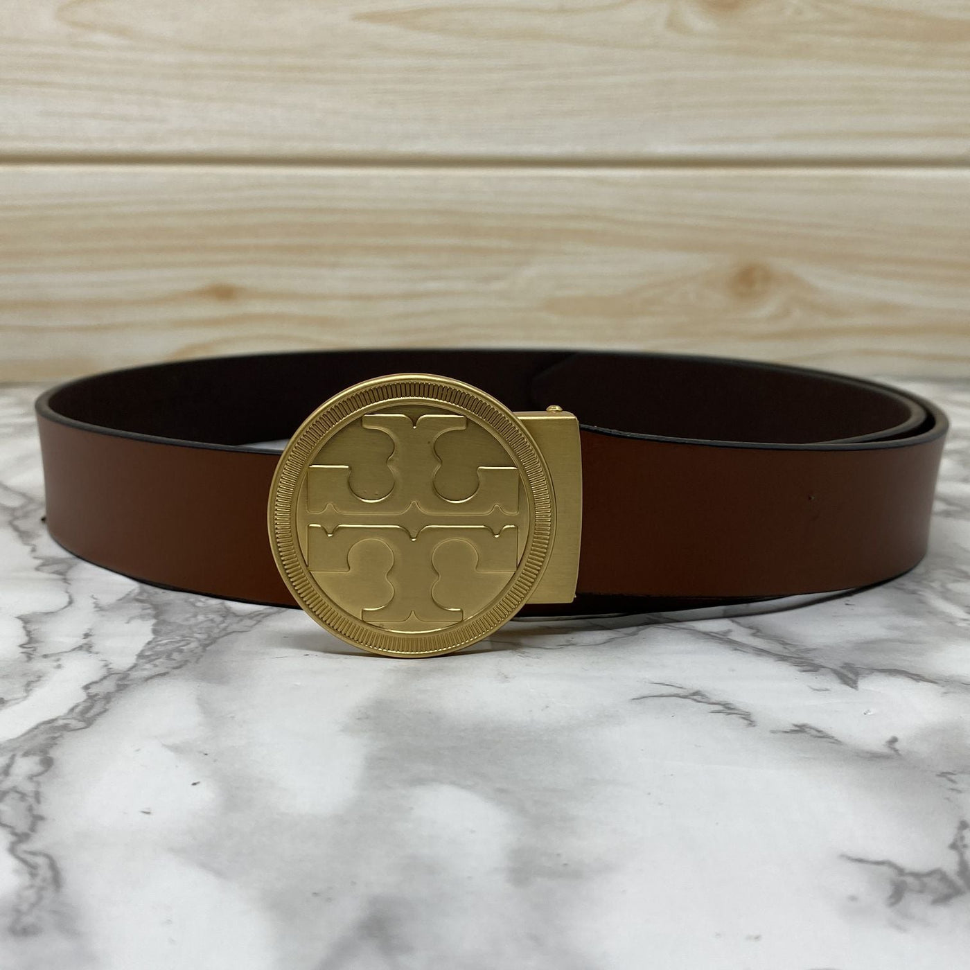 Vintage Round Buckle Belt With Leather Strap-UniqueandClassy