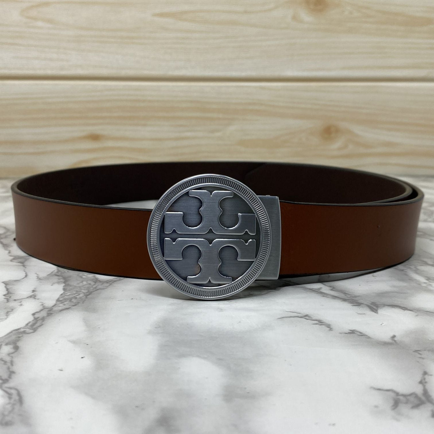 Vintage Round Buckle Belt With Leather Strap-UniqueandClassy