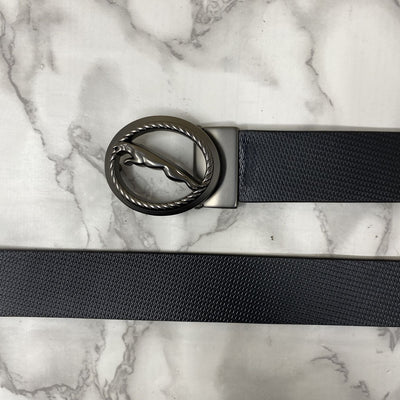 Round Jaguar Metal Buckle With Leather Strap Belt-UniqueandClassy