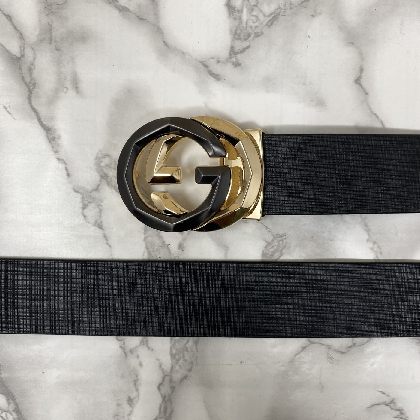 Two Tone Metal Round GG Leather Strap Belt-UniqueandClassy