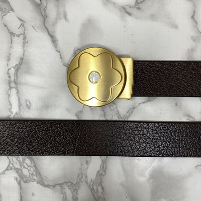 Flower Pattern Round Pin Buckle Leather Belt For Men-UniqueandClassy