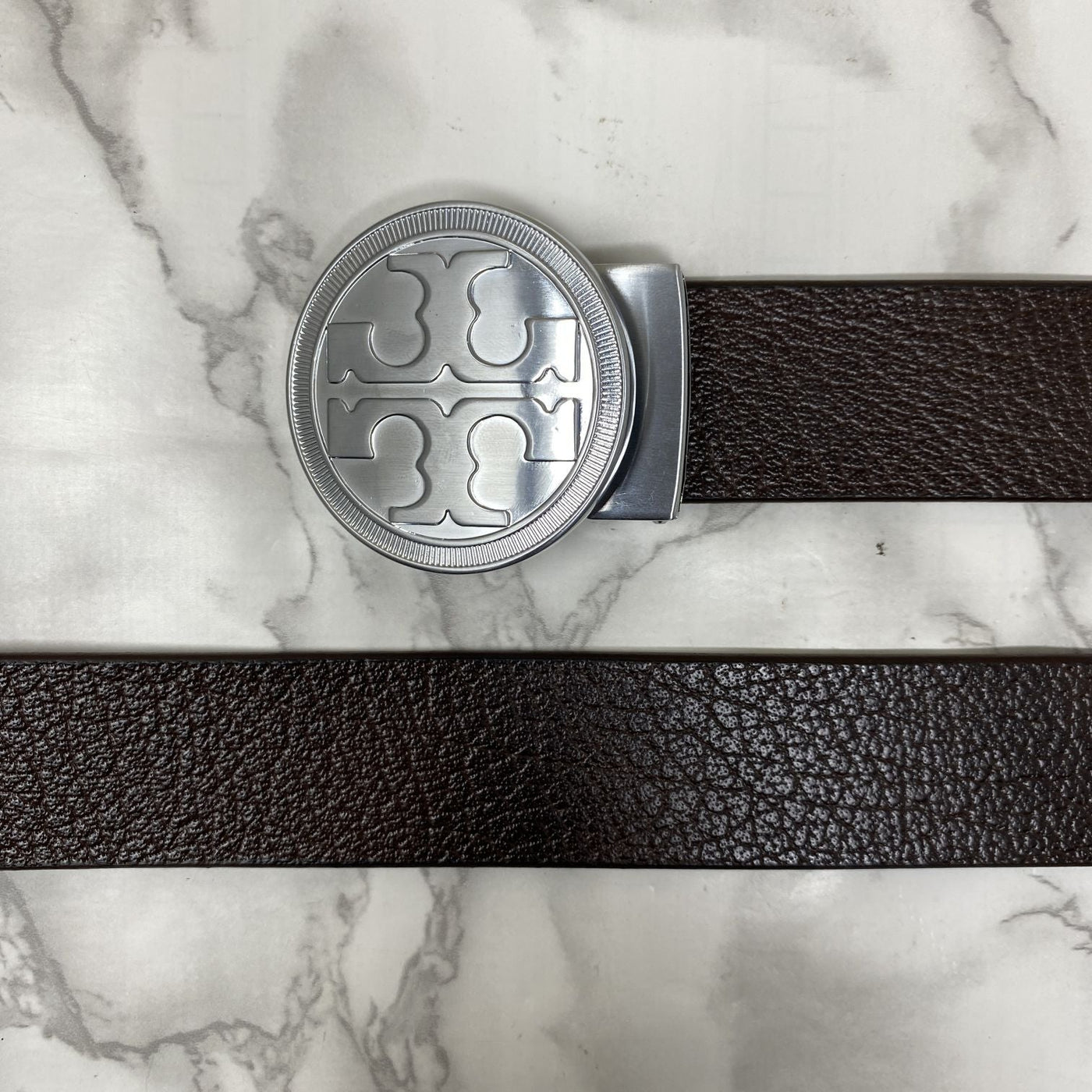 Vintage Round Buckle Belt With Leather Strap-UniqueandClassy