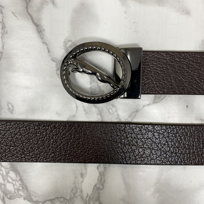 Round Jaguar Metal Buckle With Leather Strap Belt-UniqueandClassy