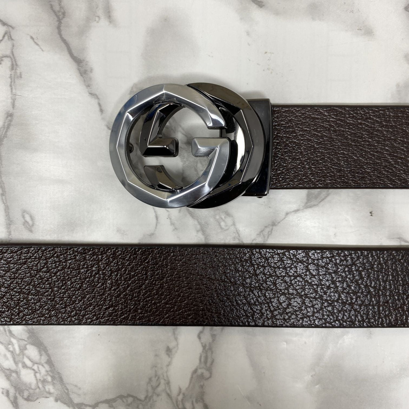 Two Tone Metal Round GG Leather Strap Belt-UniqueandClassy