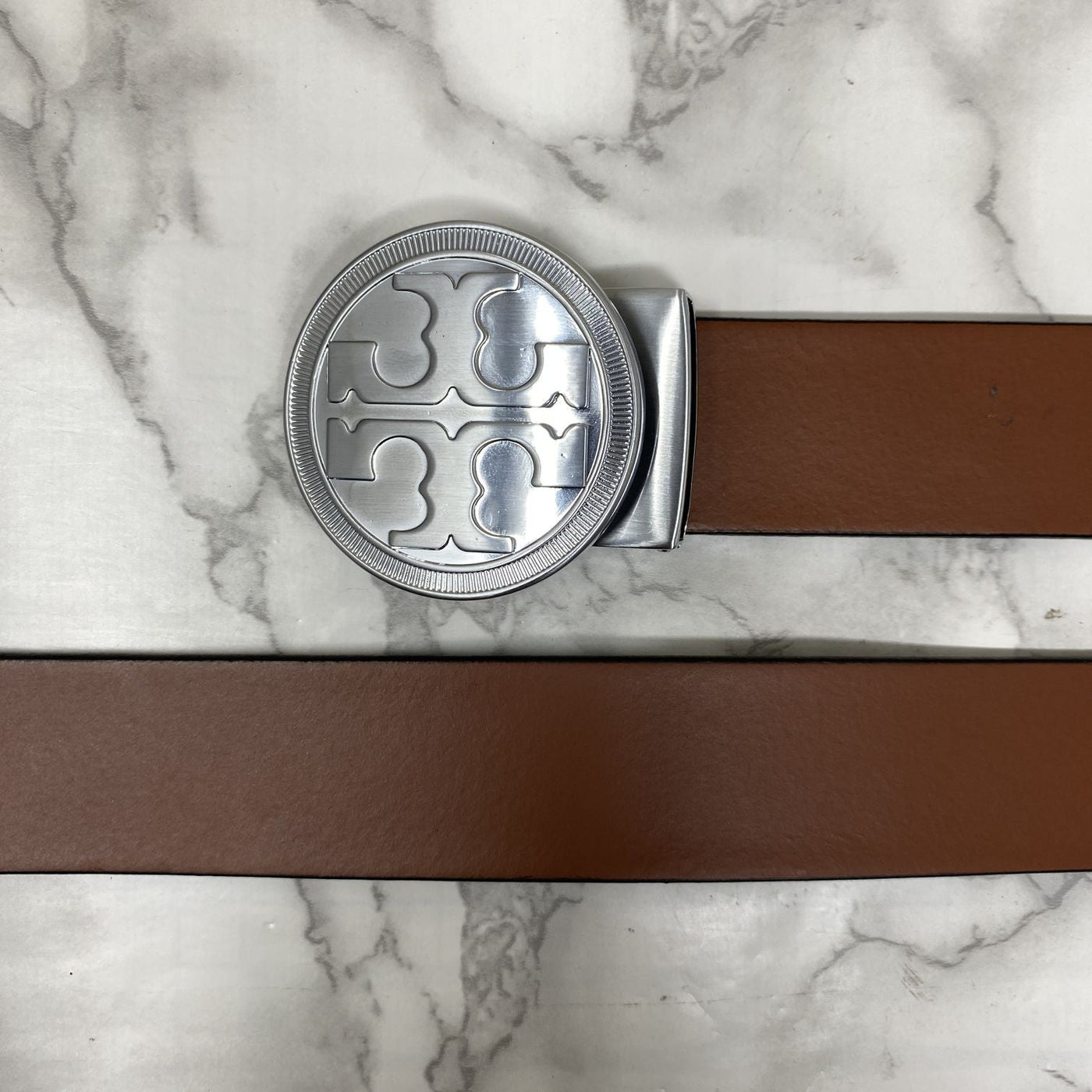 Vintage Round Buckle Belt With Leather Strap-UniqueandClassy