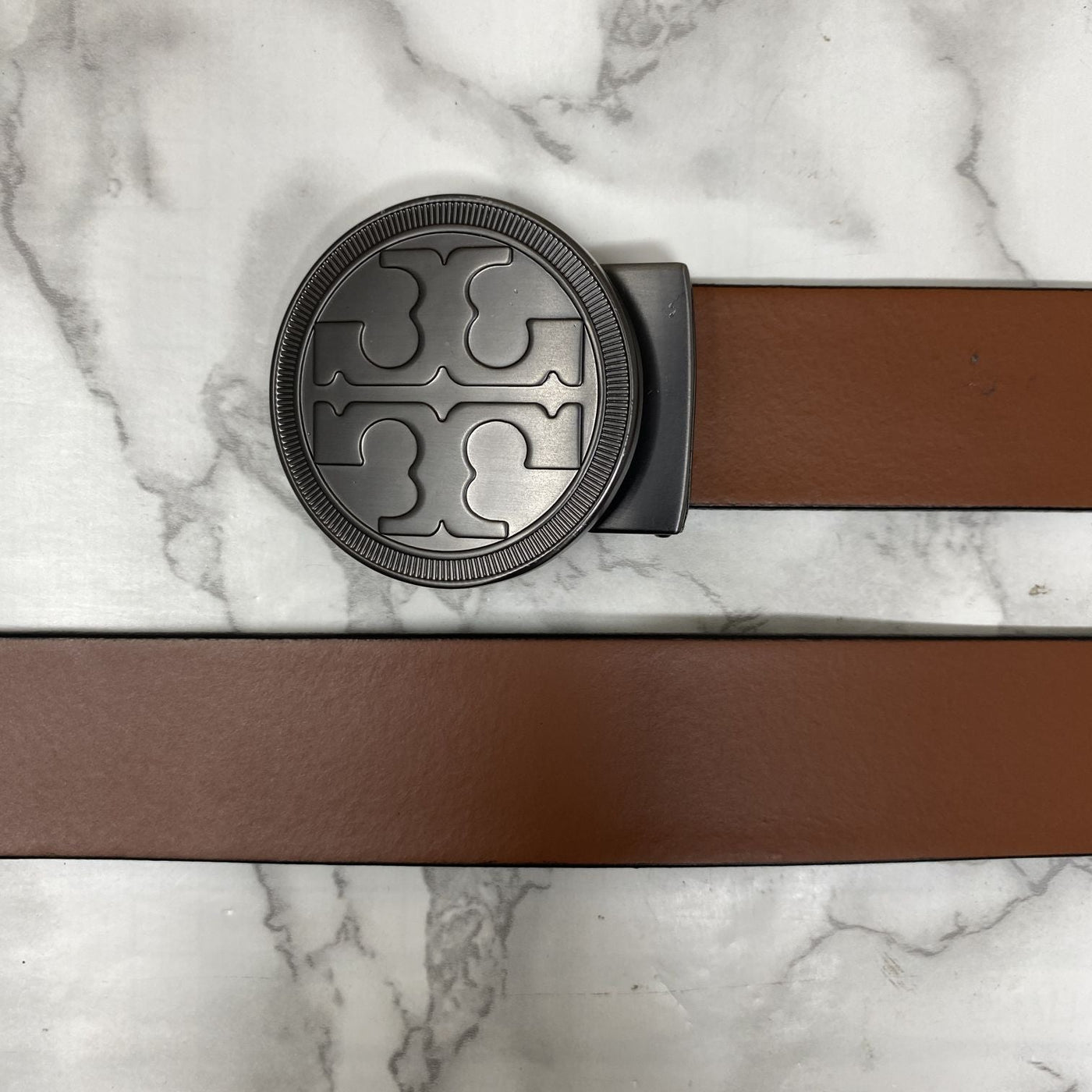 Vintage Round Buckle Belt With Leather Strap-UniqueandClassy