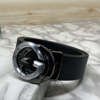 Two Tone Metal Round GG Leather Strap Belt-UniqueandClassy