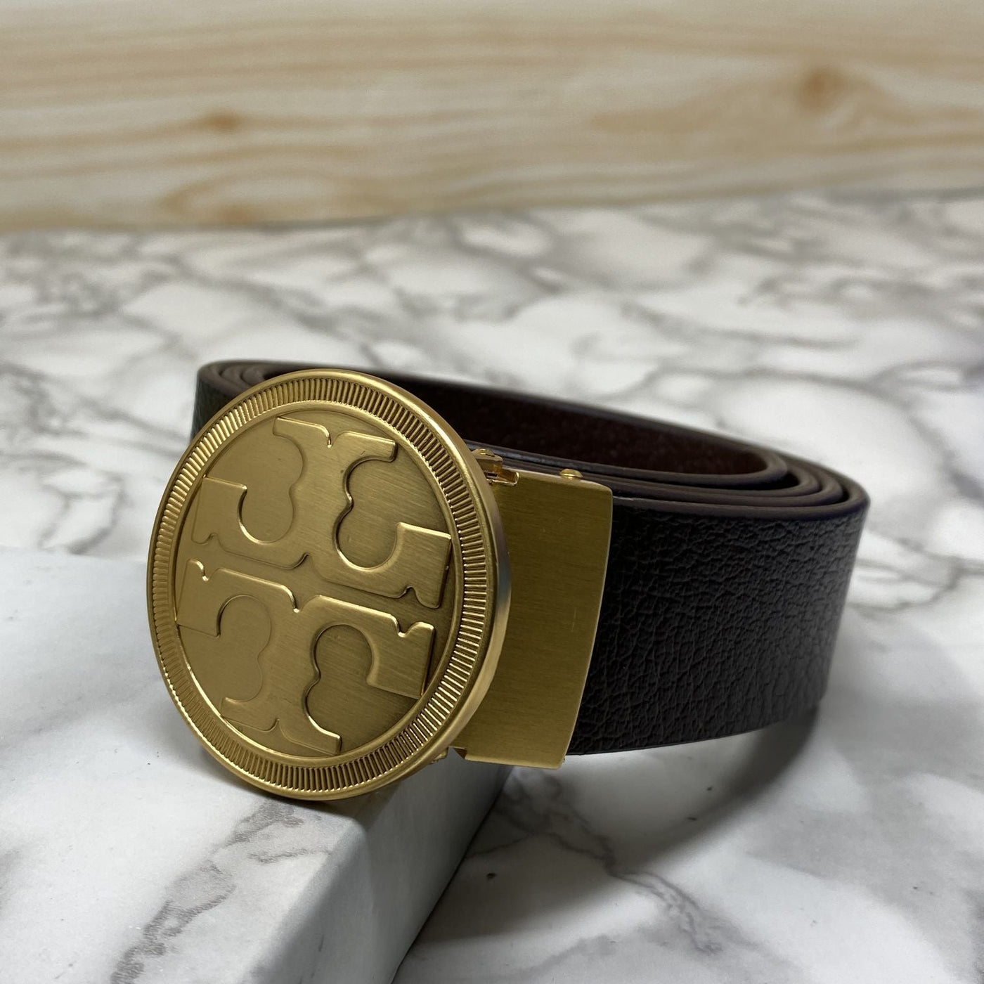 Vintage Round Buckle Belt With Leather Strap-UniqueandClassy