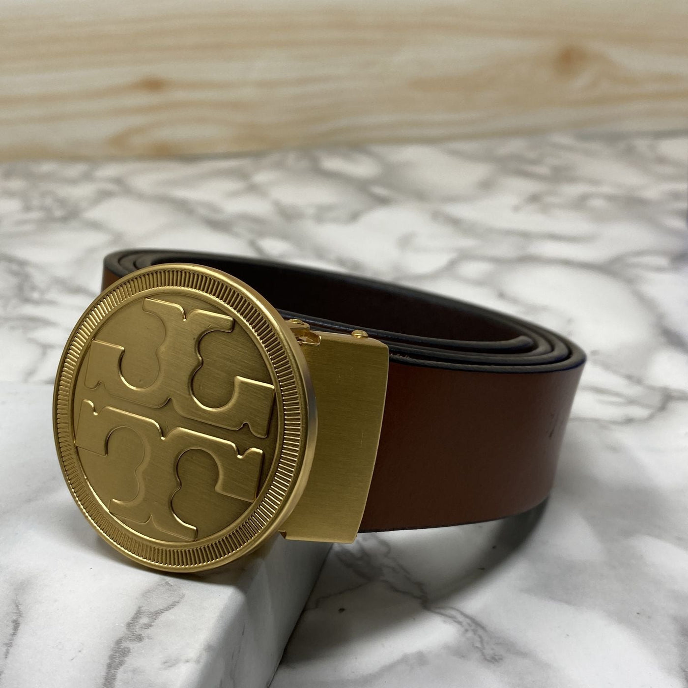 Vintage Round Buckle Belt With Leather Strap-UniqueandClassy