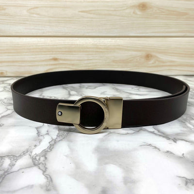 Round Lock Pattern Pressing Buckle With Leather Strap-UniqueandClassy