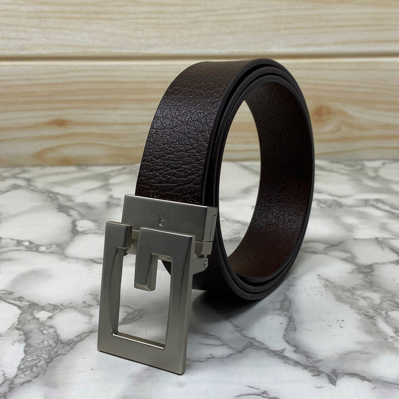 Square G-Section Leather Belt-UniqueandClassy