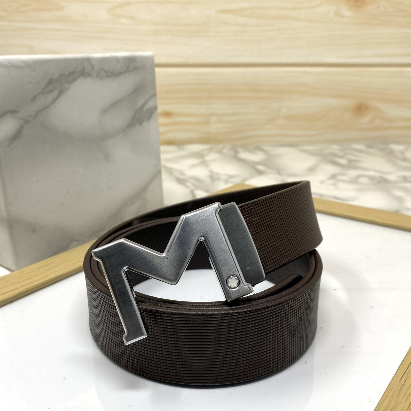 M-Pattern Leather Strap Belt -UniqueandClassy