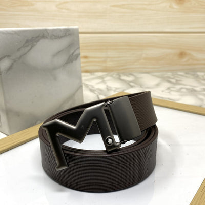 M-Pattern Leather Strap Belt -UniqueandClassy