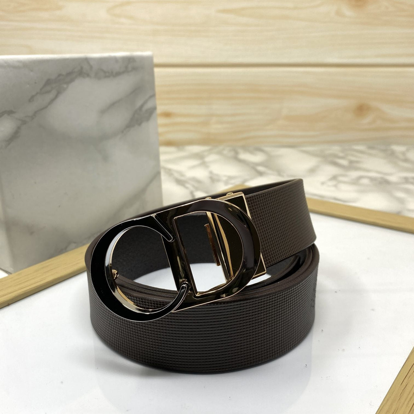 CD-Double Tone Leather Strap Belt-UniqueandClassy