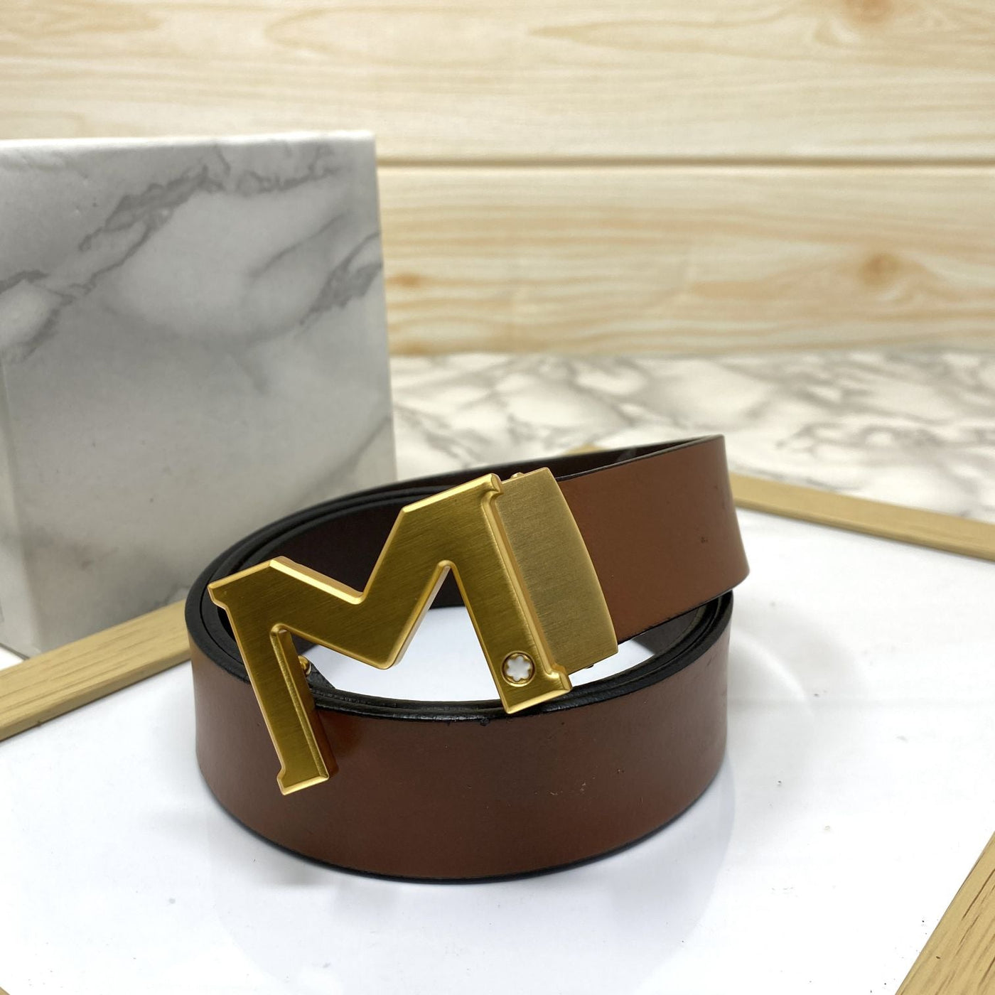 M-Pattern Leather Strap Belt -UniqueandClassy