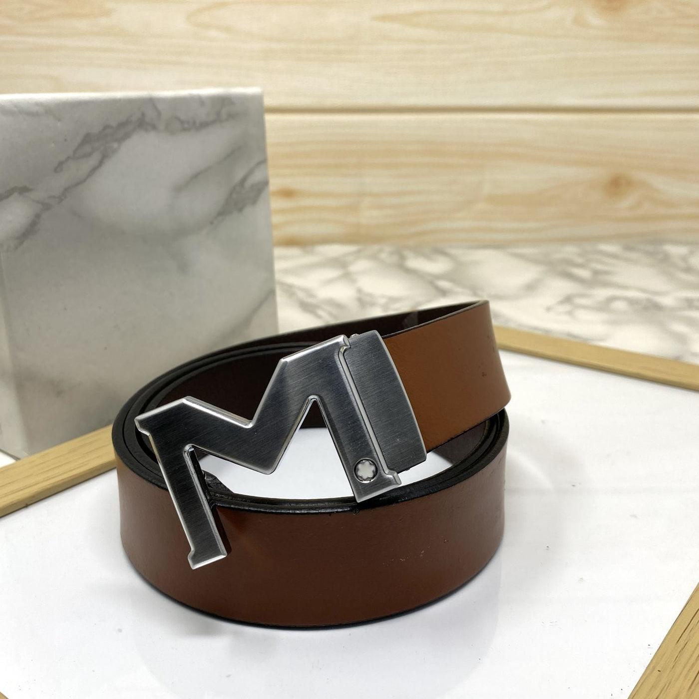 M-Pattern Leather Strap Belt -UniqueandClassy