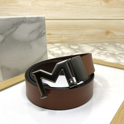 M-Pattern Leather Strap Belt -UniqueandClassy