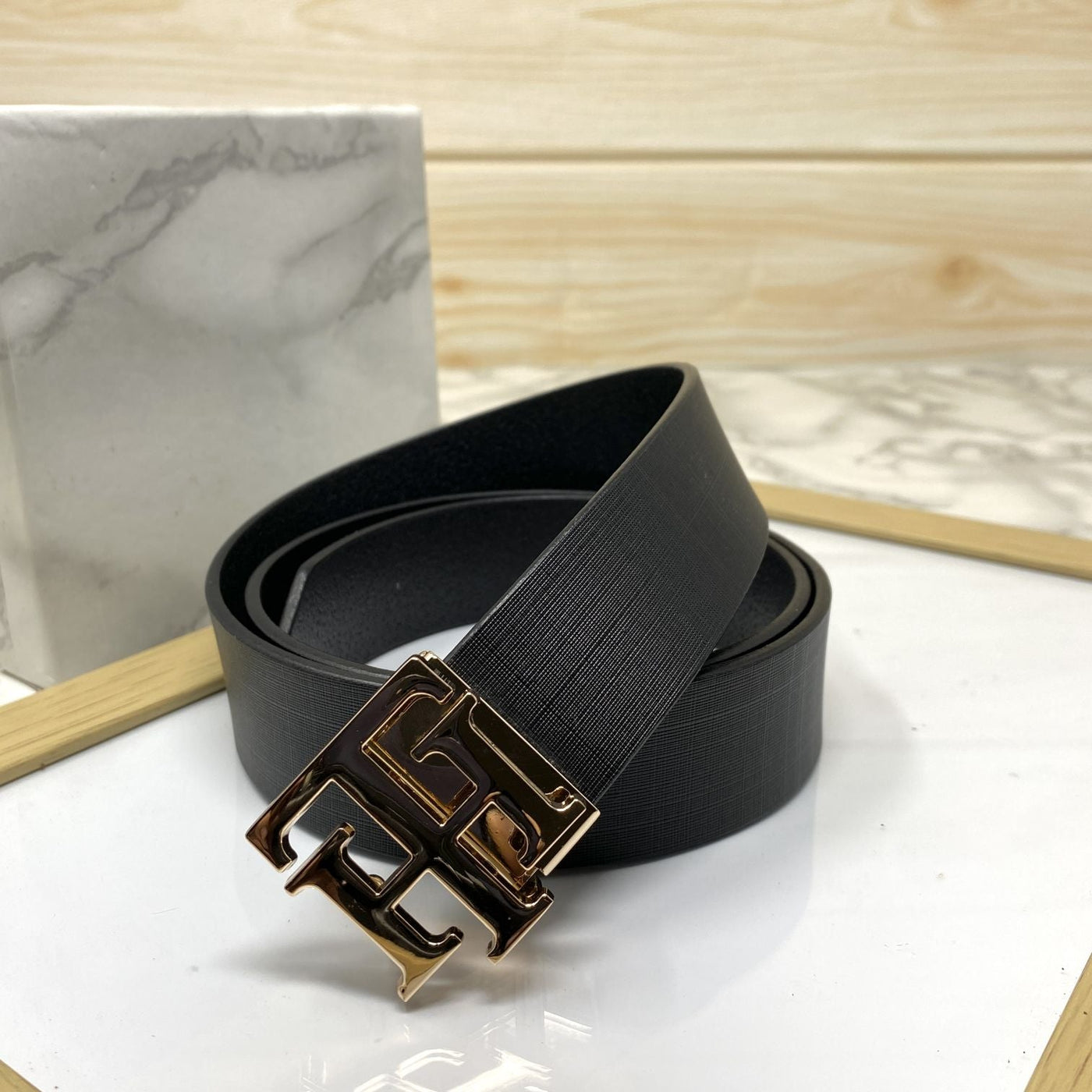 TH Pattern Leather Strap Belt-UniqueandClassy