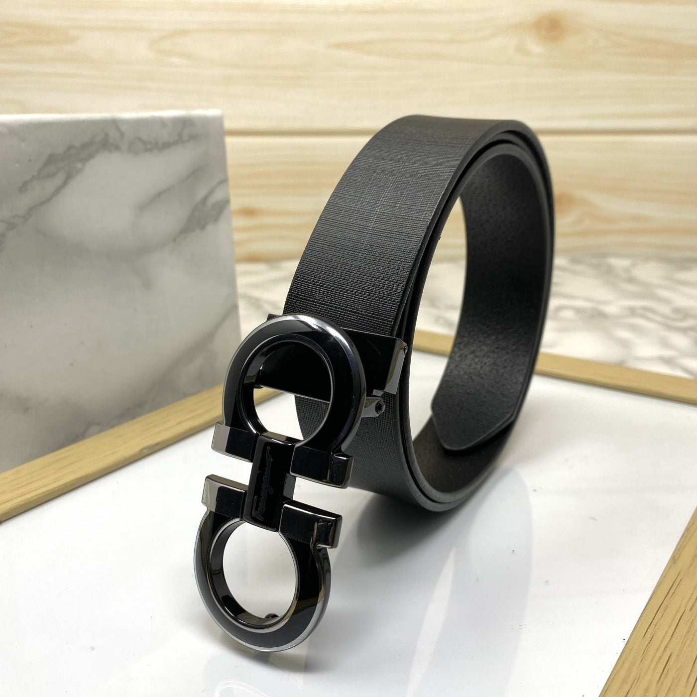 Silver-Black 2 Tone Leather Strap Belt-UniqueandClassy